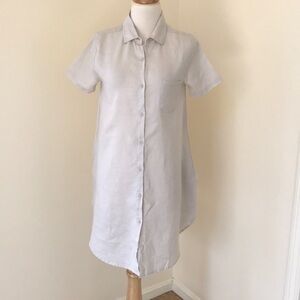 Rag poets XS tan S/S button down linen dress .